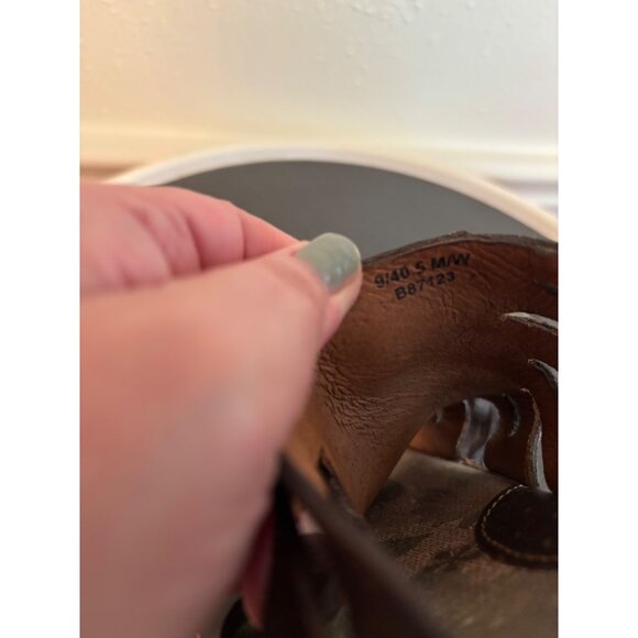 Born Laramie Full Grain Leather Dark Brown Slide Sandals Womens - Picture 7 of 10